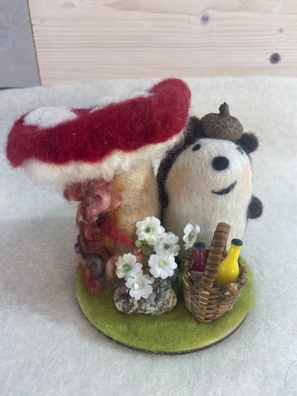 Hedgehog Felted Scene