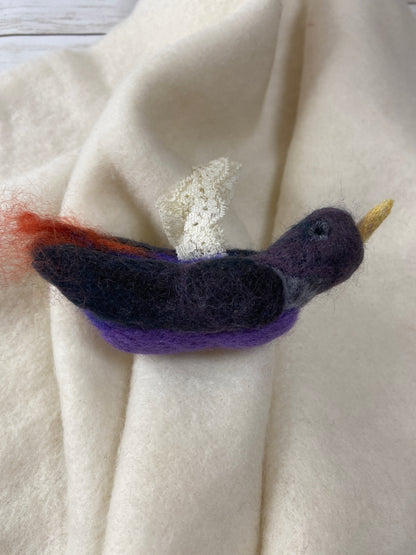 Bauble Bird - Purple, Charcoal and Orange