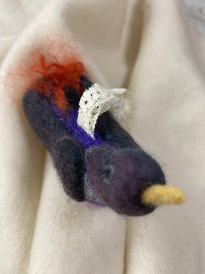 Bauble Bird - Purple, Charcoal and Orange