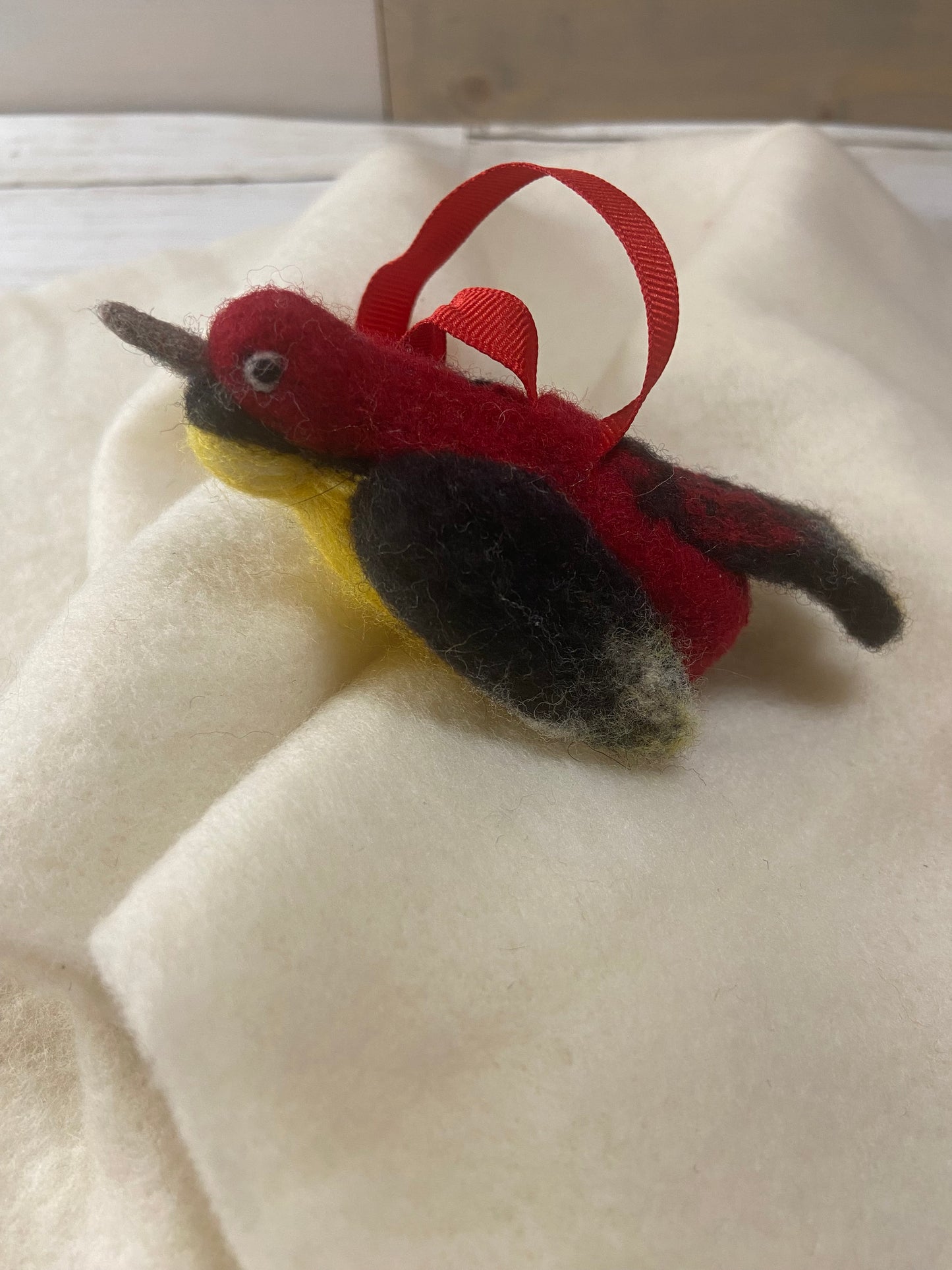 Bauble Bird - Red, Black and Yellow