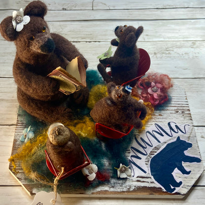 Mama Bear Needle Felted Scene