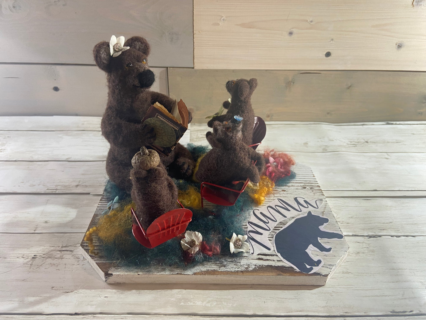 Mama Bear Needle Felted Scene