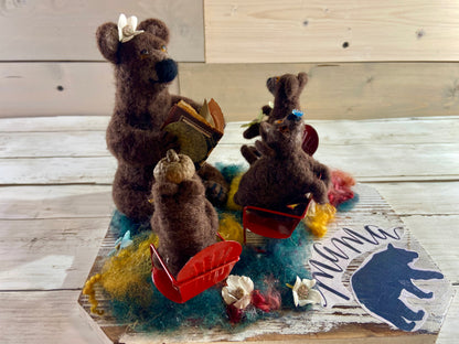 Mama Bear Needle Felted Scene