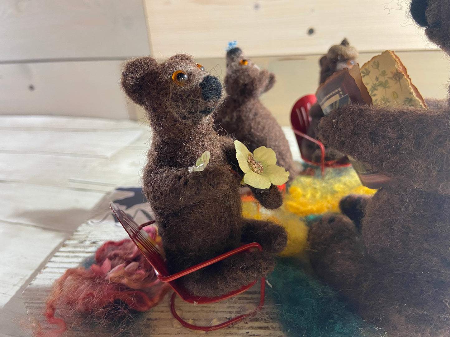 Mama Bear Needle Felted Scene