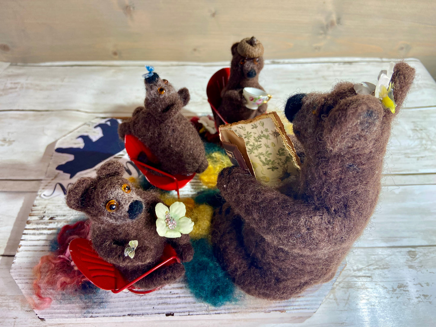 Mama Bear Needle Felted Scene