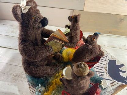 Mama Bear Needle Felted Scene