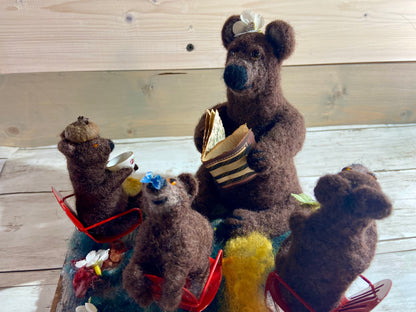 Mama Bear Needle Felted Scene