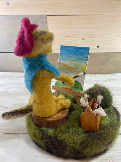 Pablo the Painter - Needle Felted Scene