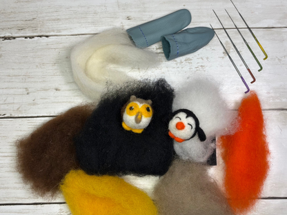 Beginner Needle Felting Kit - Peter the Penguin and Ollie the Owl