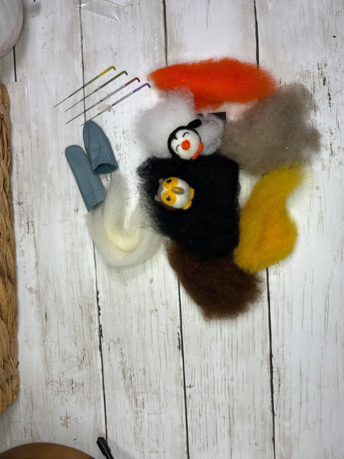 Beginner Needle Felting Kit - Peter the Penguin and Ollie the Owl